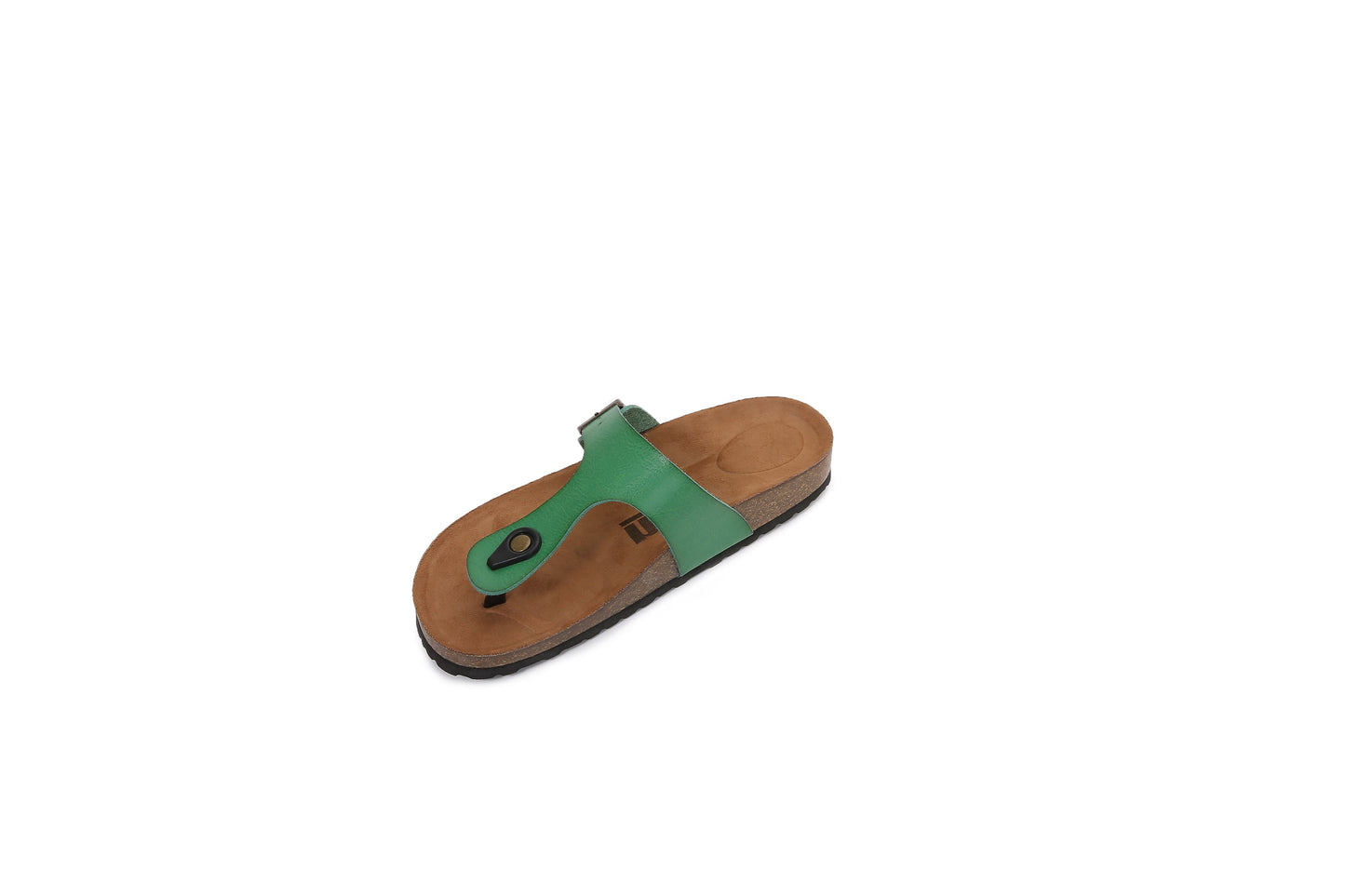 Women Soft Cork Footbed PU Leather Hook and Loop Flip Flops (Premium PU)