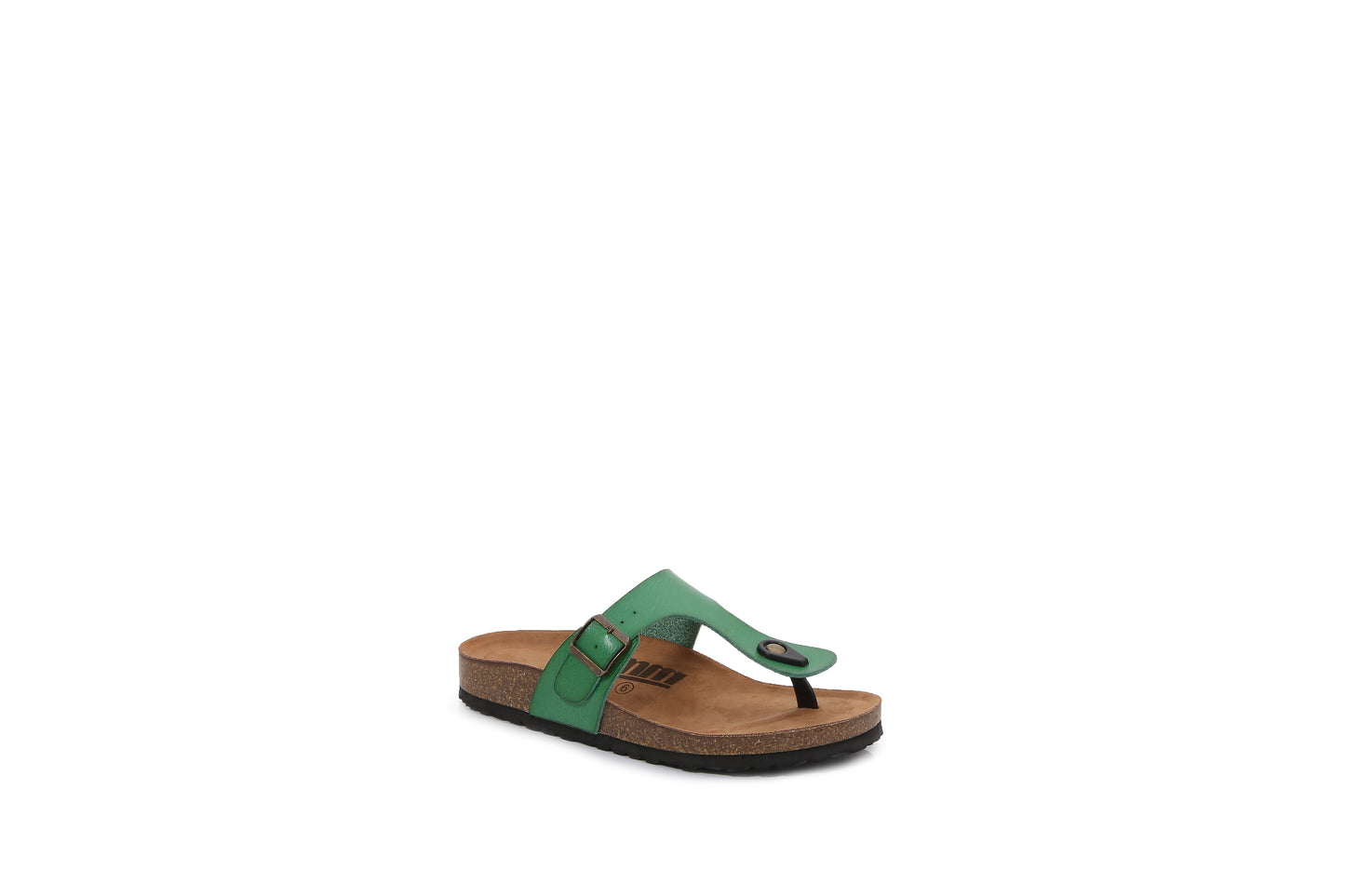 Women Soft Cork Footbed PU Leather Hook and Loop Flip Flops (Premium PU)