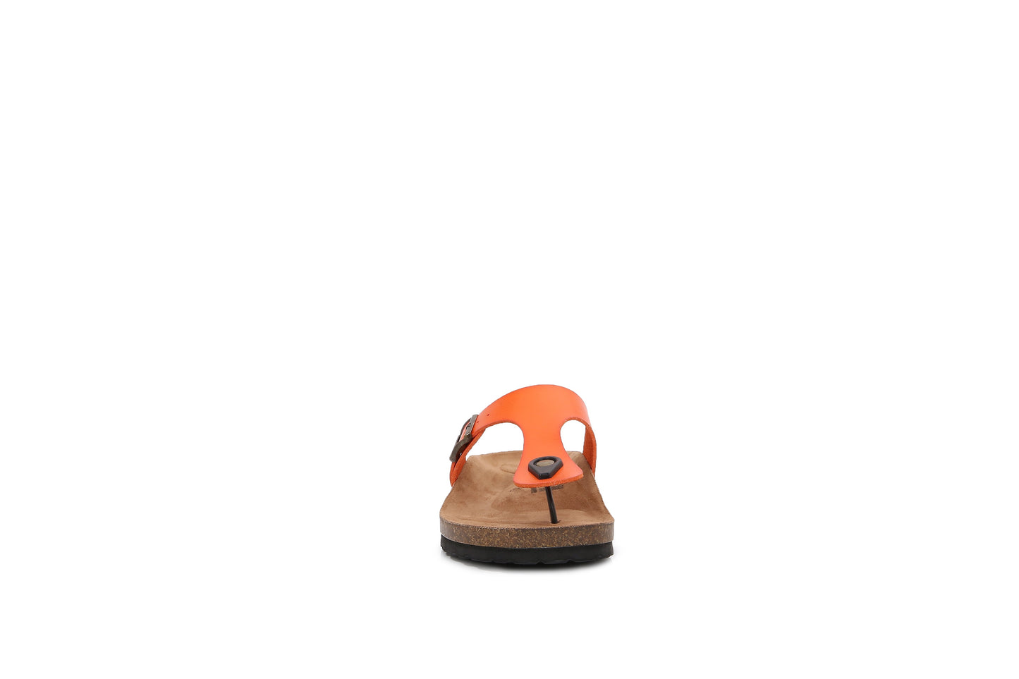 Women Soft Cork Footbed PU Leather Hook and Loop Flip Flops (Premium PU)