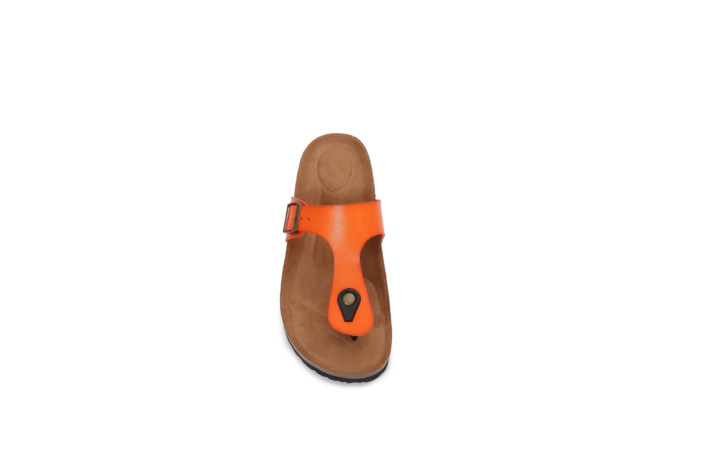 Women Soft Cork Footbed PU Leather Hook and Loop Flip Flops (Premium PU)
