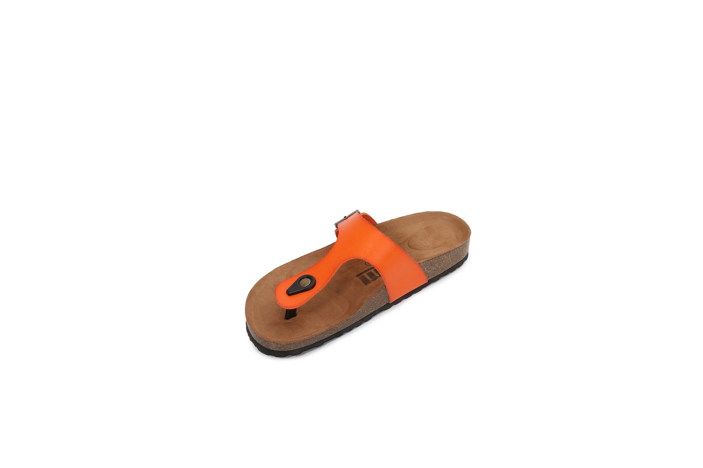 Women Soft Cork Footbed PU Leather Hook and Loop Flip Flops (Premium PU)