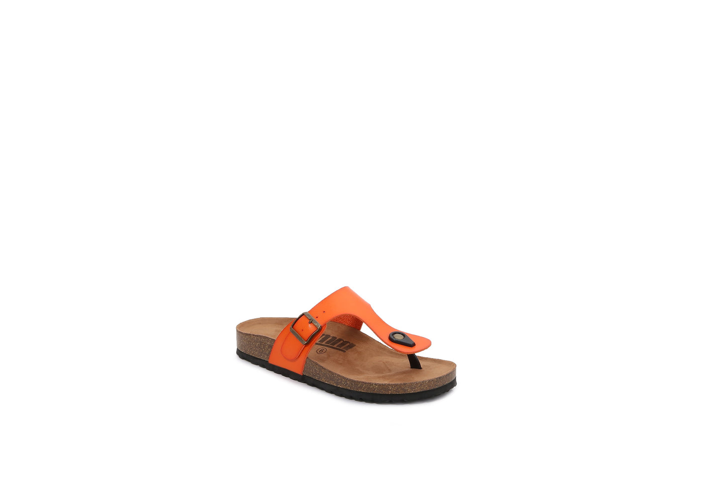 Women Soft Cork Footbed PU Leather Hook and Loop Flip Flops (Premium PU)
