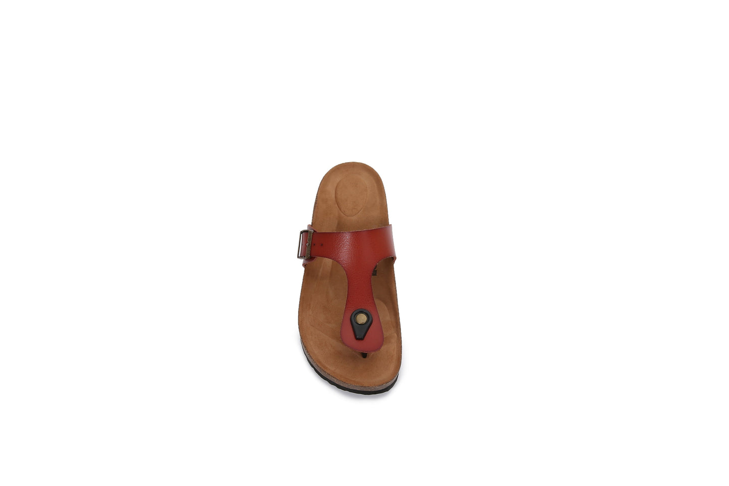 Women Soft Cork Footbed PU Leather Hook and Loop Flip Flops (Premium PU)