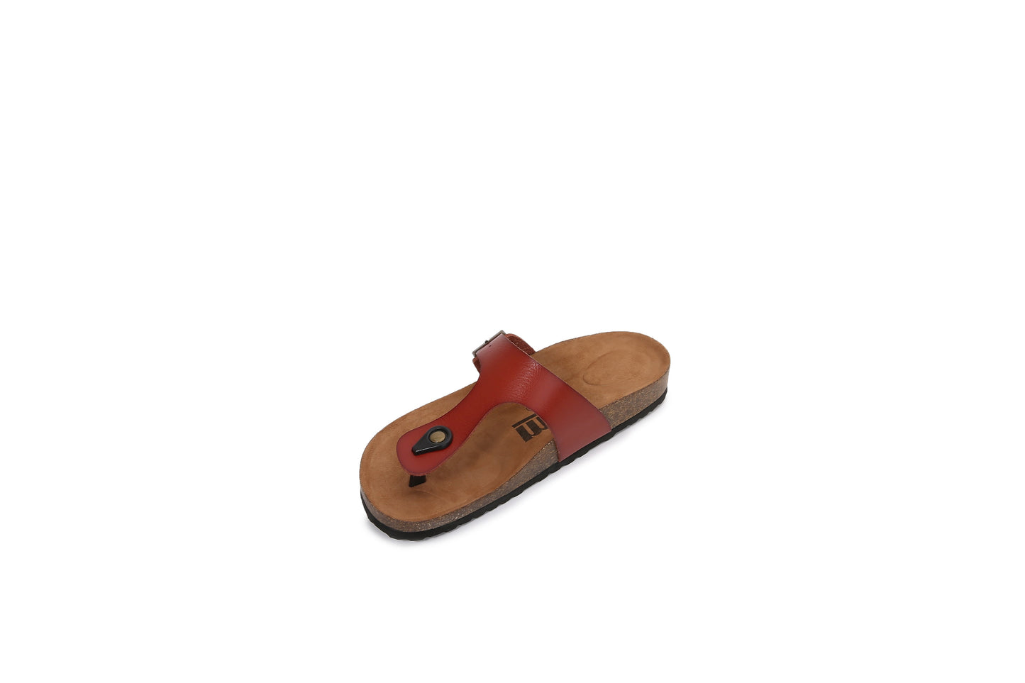 Women Soft Cork Footbed PU Leather Hook and Loop Flip Flops (Premium PU)