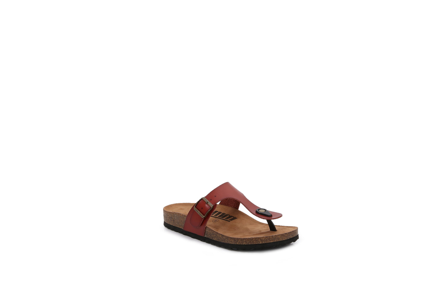 Women Soft Cork Footbed PU Leather Hook and Loop Flip Flops (Premium PU)