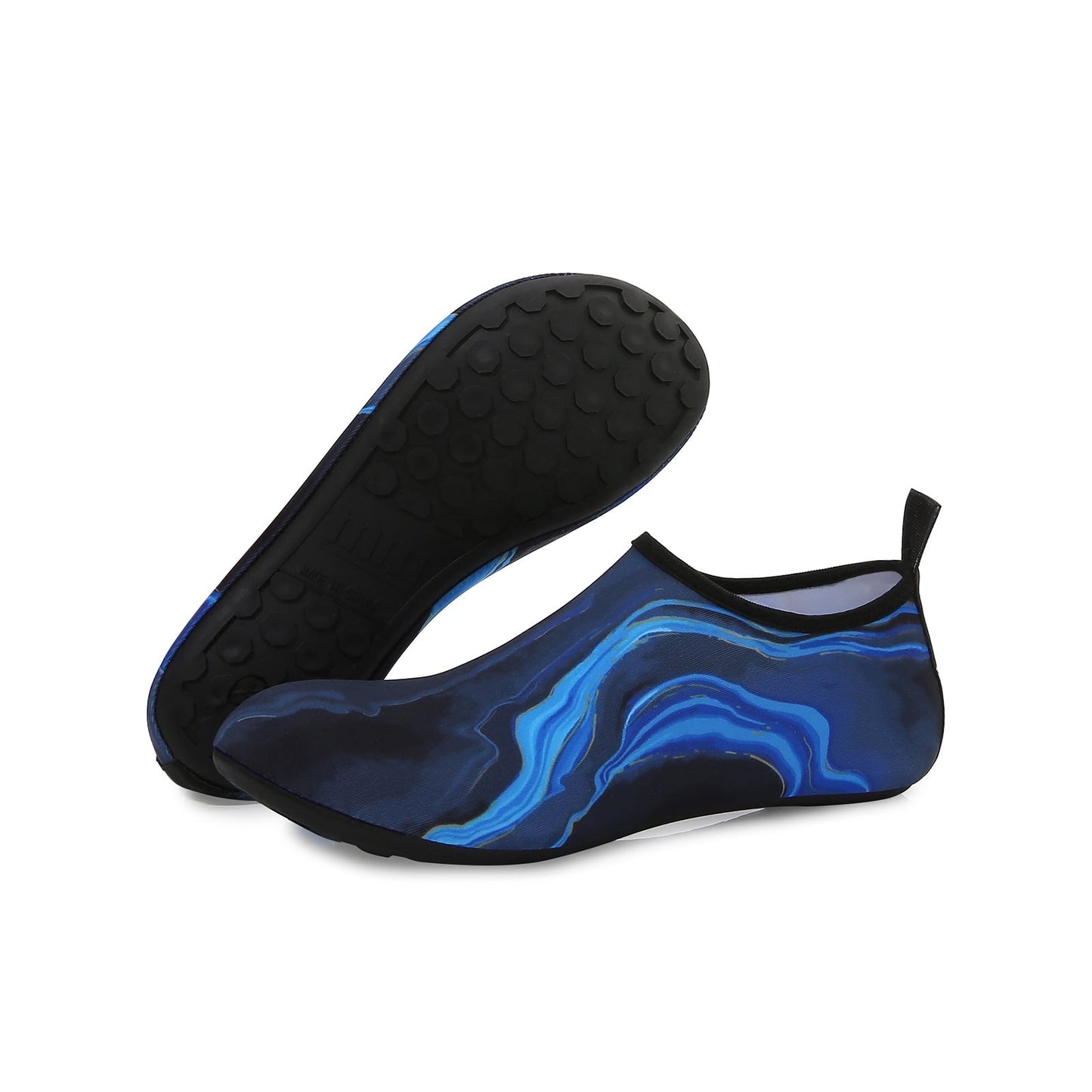 Men and Women a Slip On Barefoot Quick-Dry Beach Aqua Yoga Water Shoes (Water Smudge/Blue)