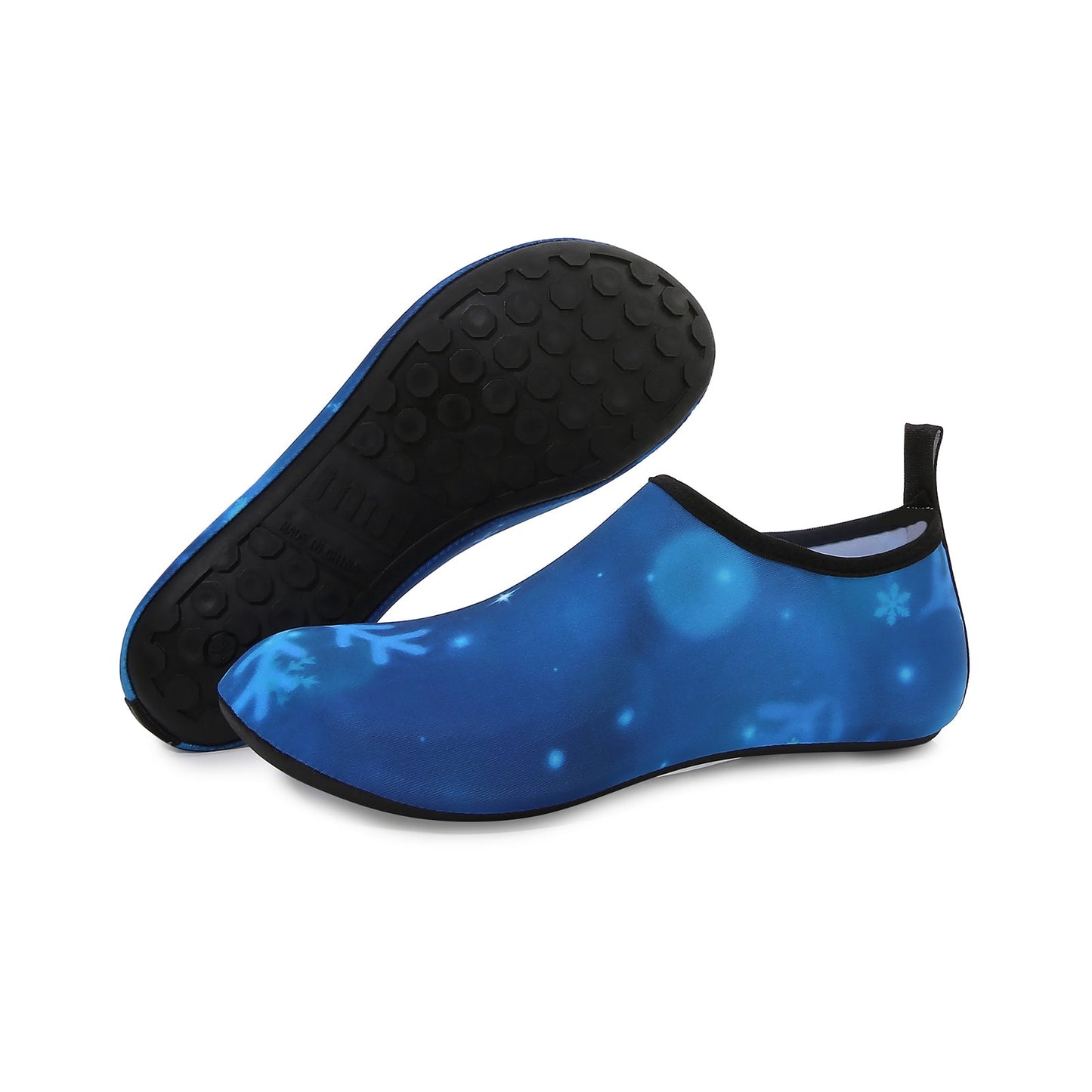 Men and Women a Slip On Barefoot Quick-Dry Beach Aqua Yoga Water Shoes (Snowflake/Blue)