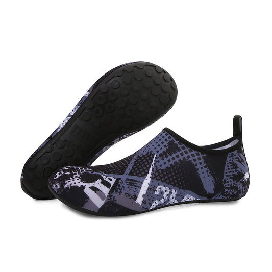 Men and Women a Slip On Barefoot Quick-Dry Beach Aqua Yoga Water Shoes (Monochrome Square/Black)