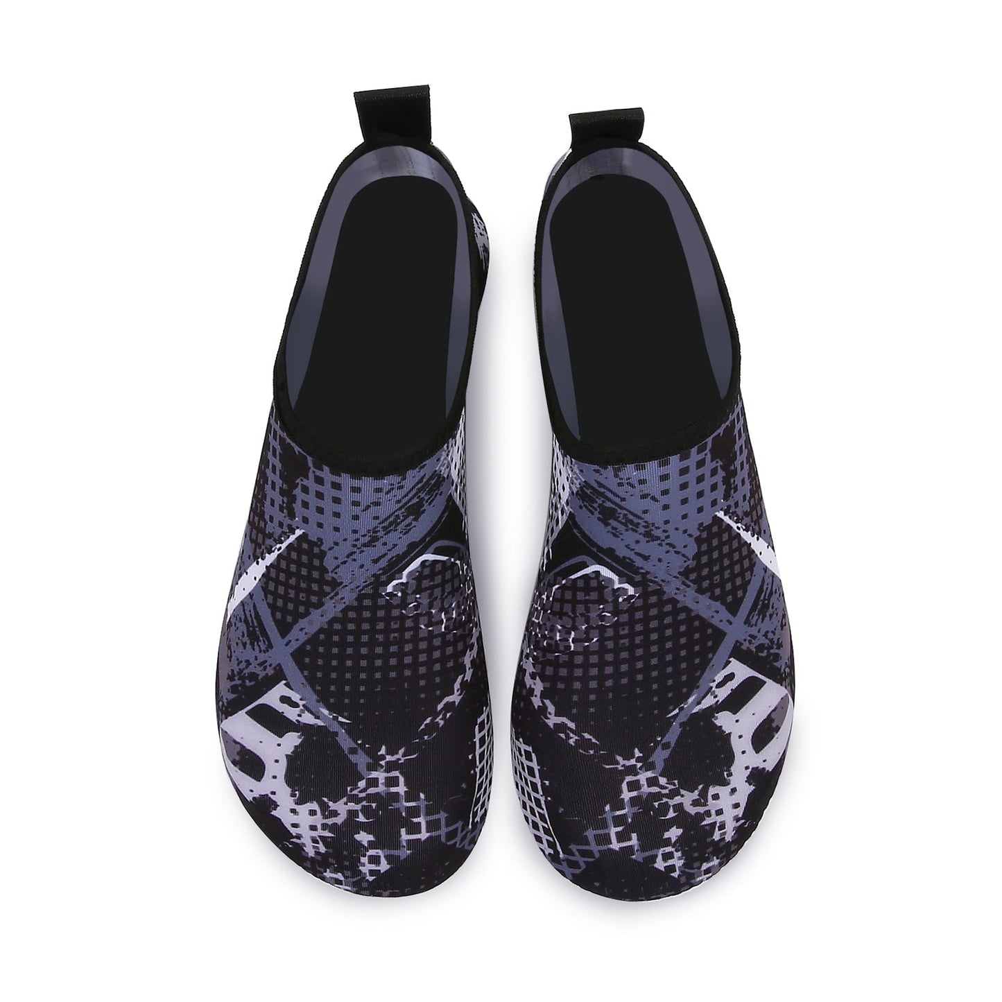 Men and Women a Slip On Barefoot Quick-Dry Beach Aqua Yoga Water Shoes (Monochrome Square/Black)