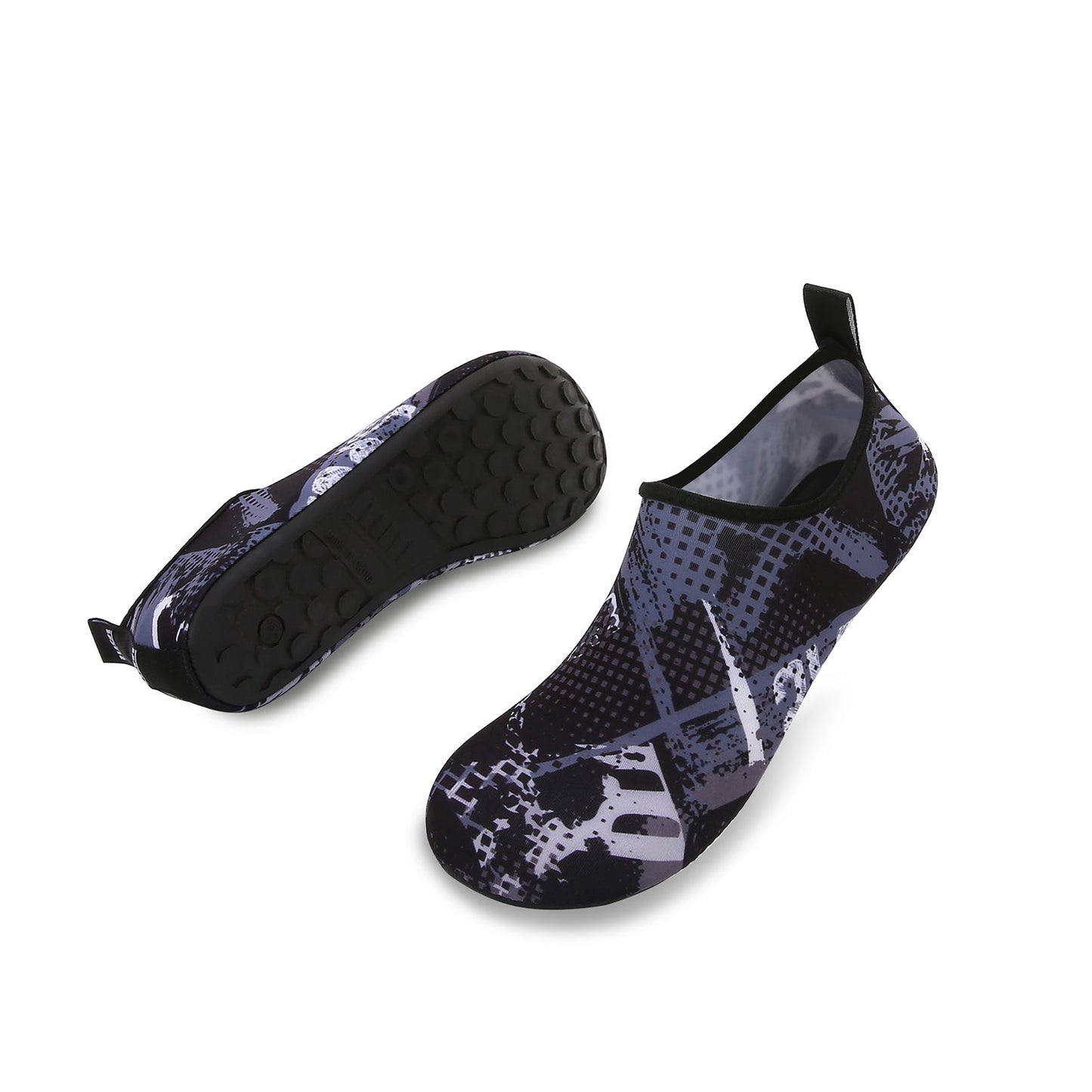 Men and Women a Slip On Barefoot Quick-Dry Beach Aqua Yoga Water Shoes (Monochrome Square/Black)