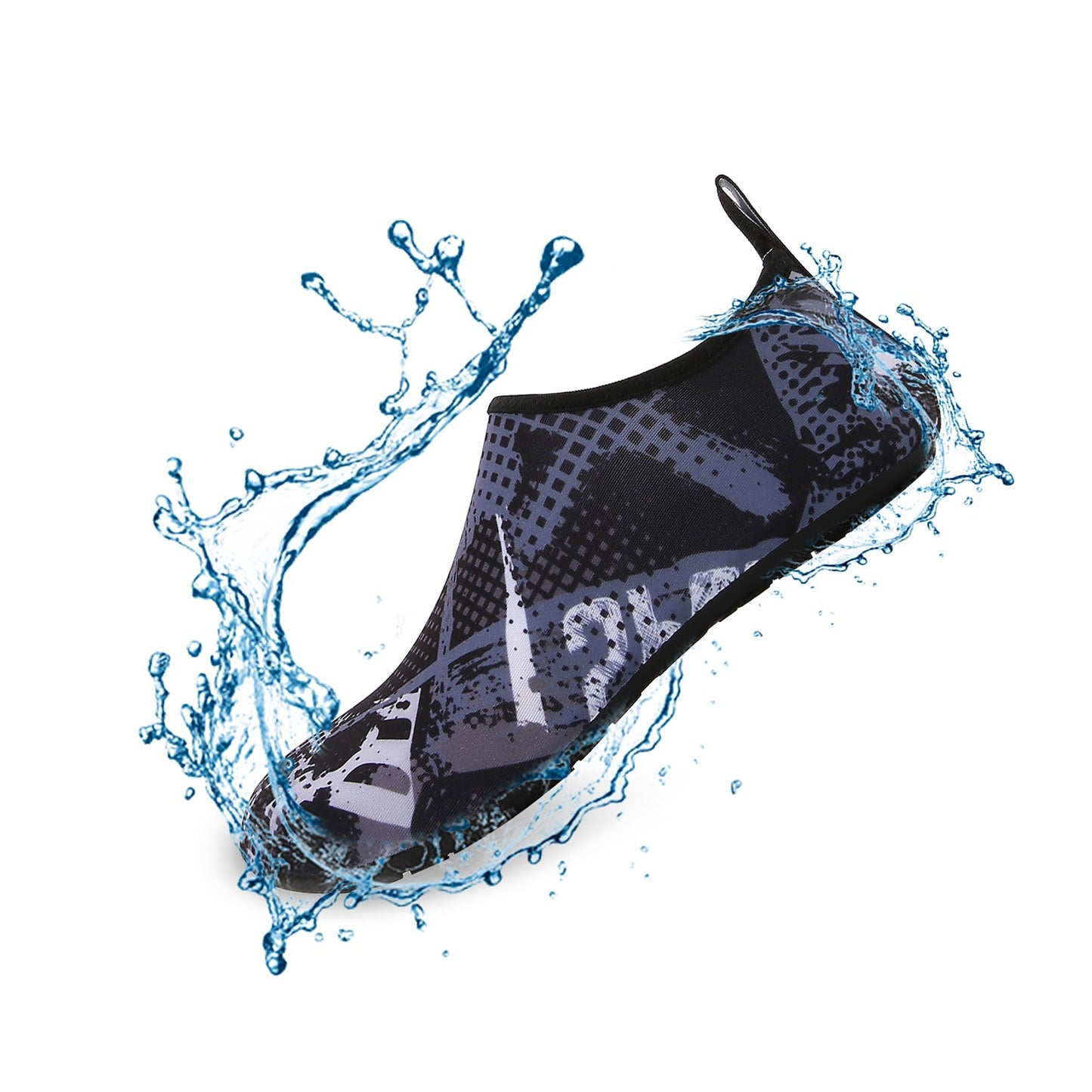 Men and Women a Slip On Barefoot Quick-Dry Beach Aqua Yoga Water Shoes (Monochrome Square/Black)