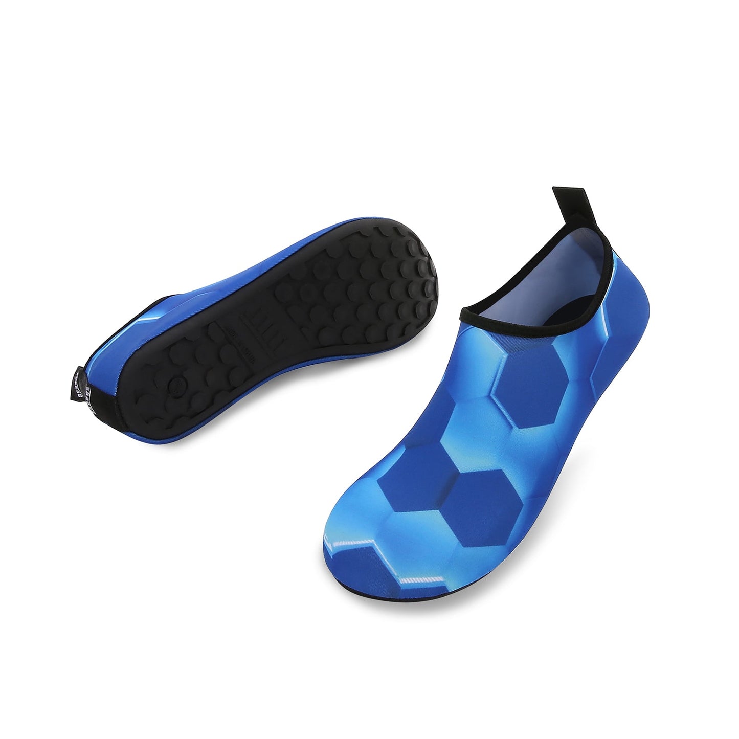 Men and Women a Slip On Barefoot Quick-Dry Beach Aqua Yoga Water Shoes (Hexagon/Blue)