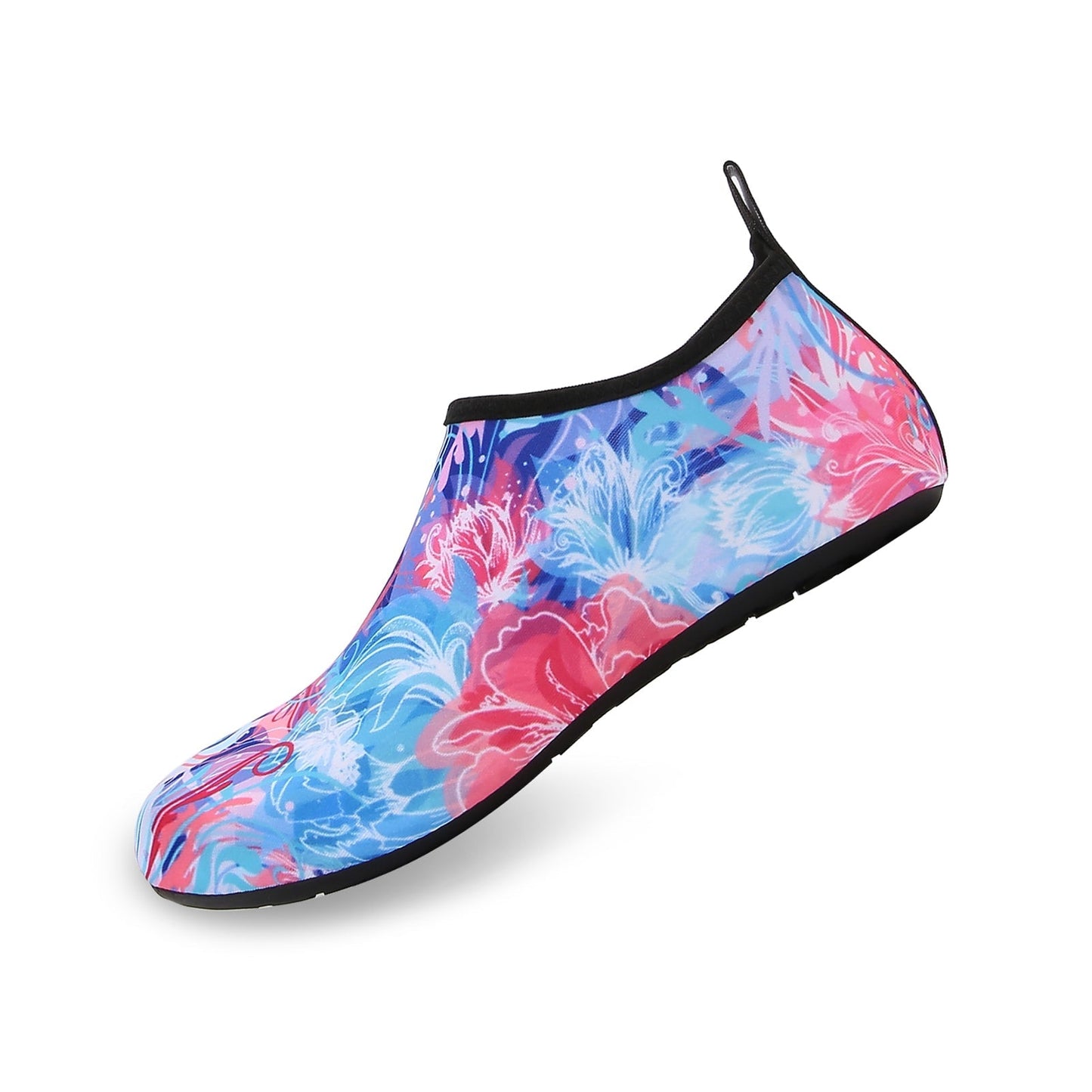 Men and Women a Slip On Barefoot Quick-Dry Beach Aqua Yoga Water Shoes (Floral/Pink Blue)