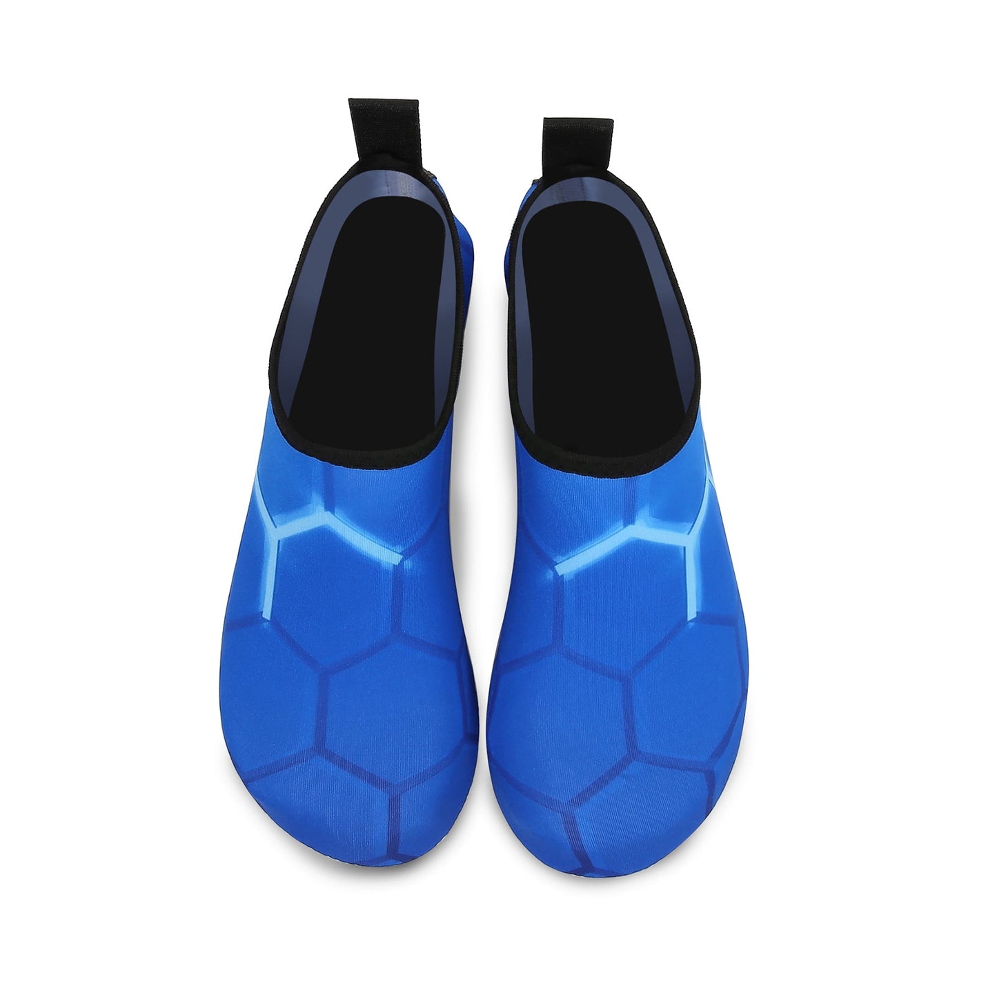 Men and Women a Slip On Barefoot Quick-Dry Beach Aqua Yoga Water Shoes (Neon Hexagon/Blue)