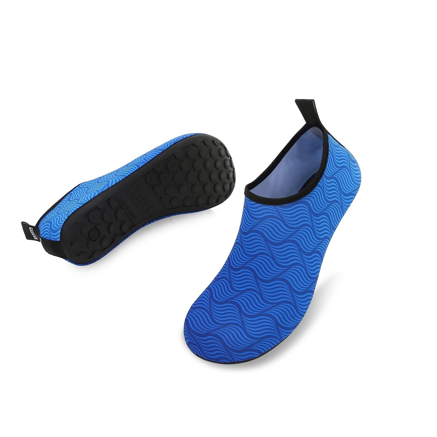 Men and Women a Slip On Barefoot Quick-Dry Beach Aqua Yoga Water Shoes (Multi wave/Blue)