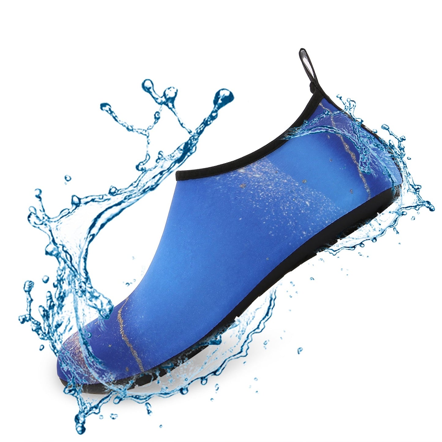 Men and Women a Slip On Barefoot Quick-Dry Beach Aqua Yoga Water Shoes (Glitter/Blue Gold)