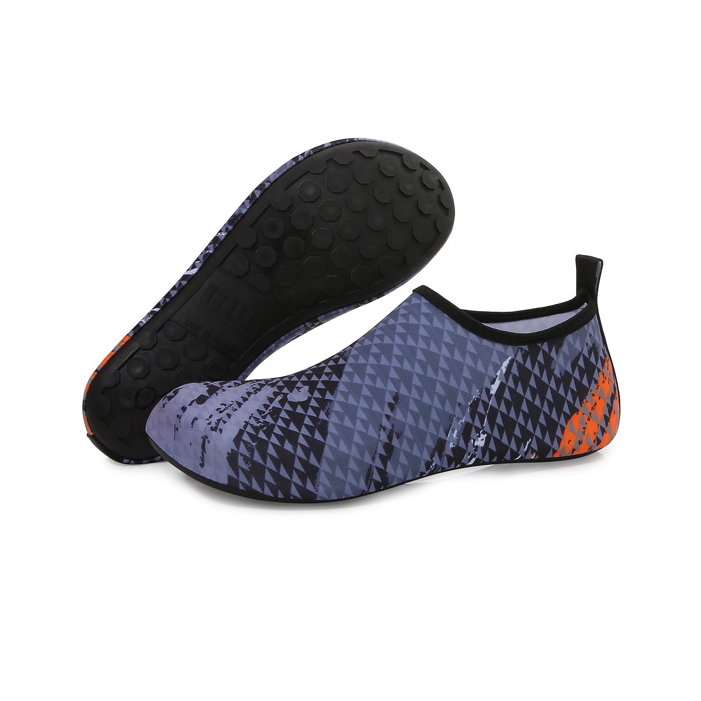 Men and Women a Slip On Barefoot Quick-Dry Beach Aqua Yoga Water Shoes (Triangle/Grey)