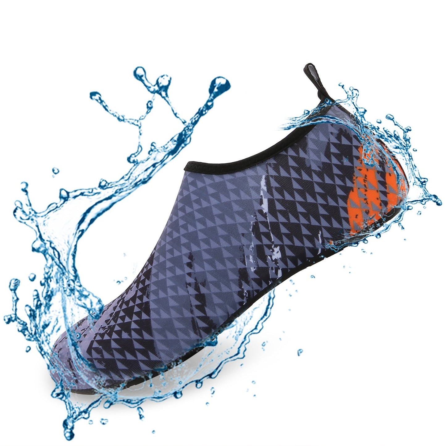 Men and Women a Slip On Barefoot Quick-Dry Beach Aqua Yoga Water Shoes (Triangle/Grey)