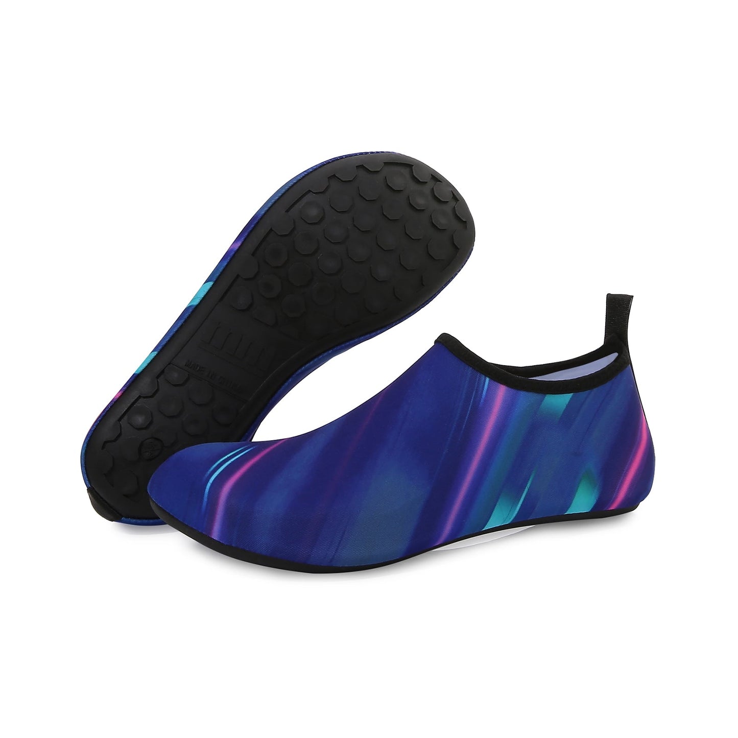 Men and Women a Slip On Barefoot Quick-Dry Beach Aqua Yoga Water Shoes (Laser Glare/Navy)