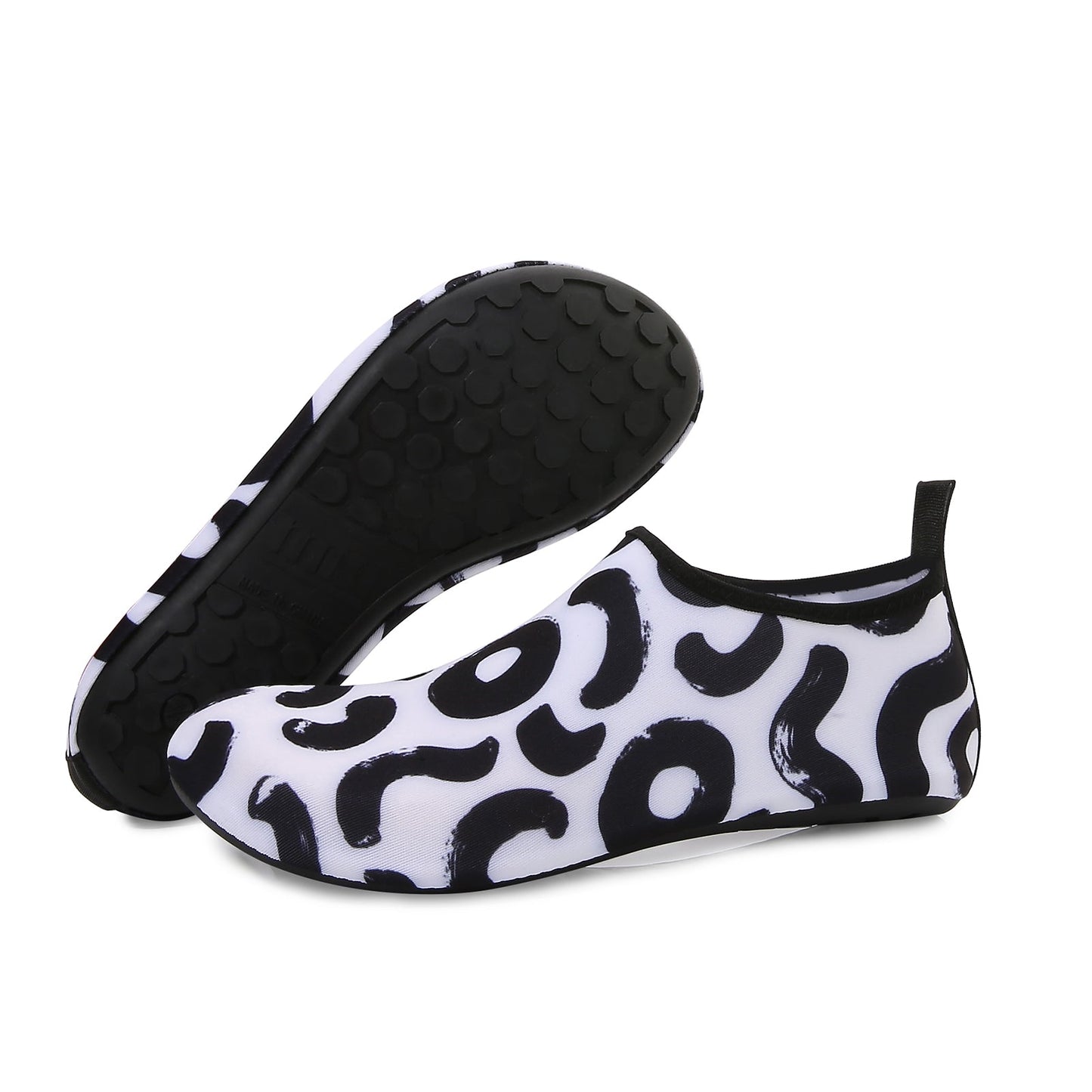 Men and Women a Slip On Barefoot Quick-Dry Beach Aqua Yoga Water Shoes (Oreo/Black White)