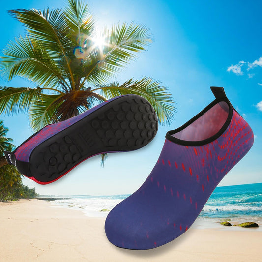 Men and Women a Slip On Barefoot Quick-Dry Beach Aqua Yoga Water Shoes (Meteor/Purple Red)