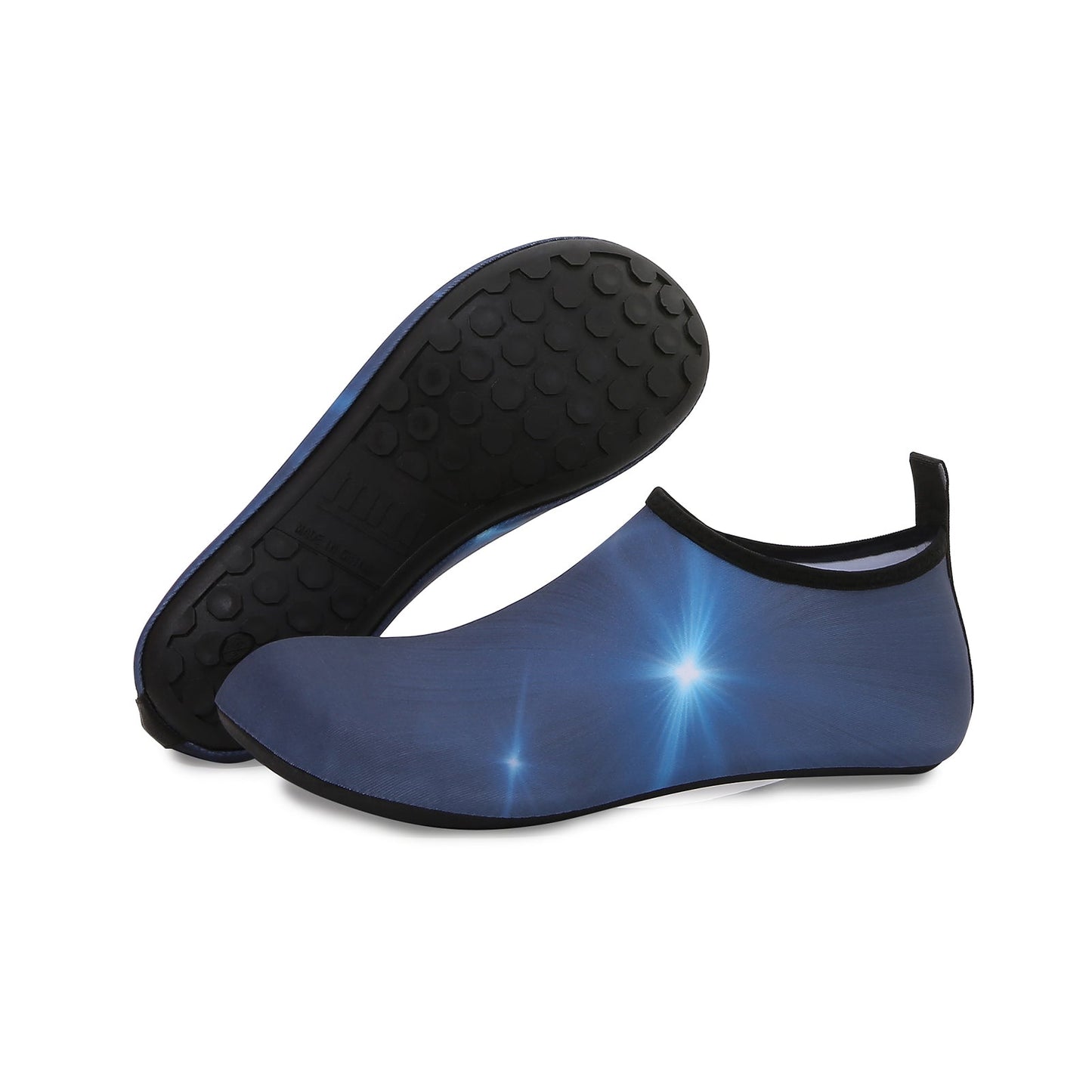 Men and Women a Slip On Barefoot Quick-Dry Beach Aqua Yoga Water Shoes (Light Shine/Navy)