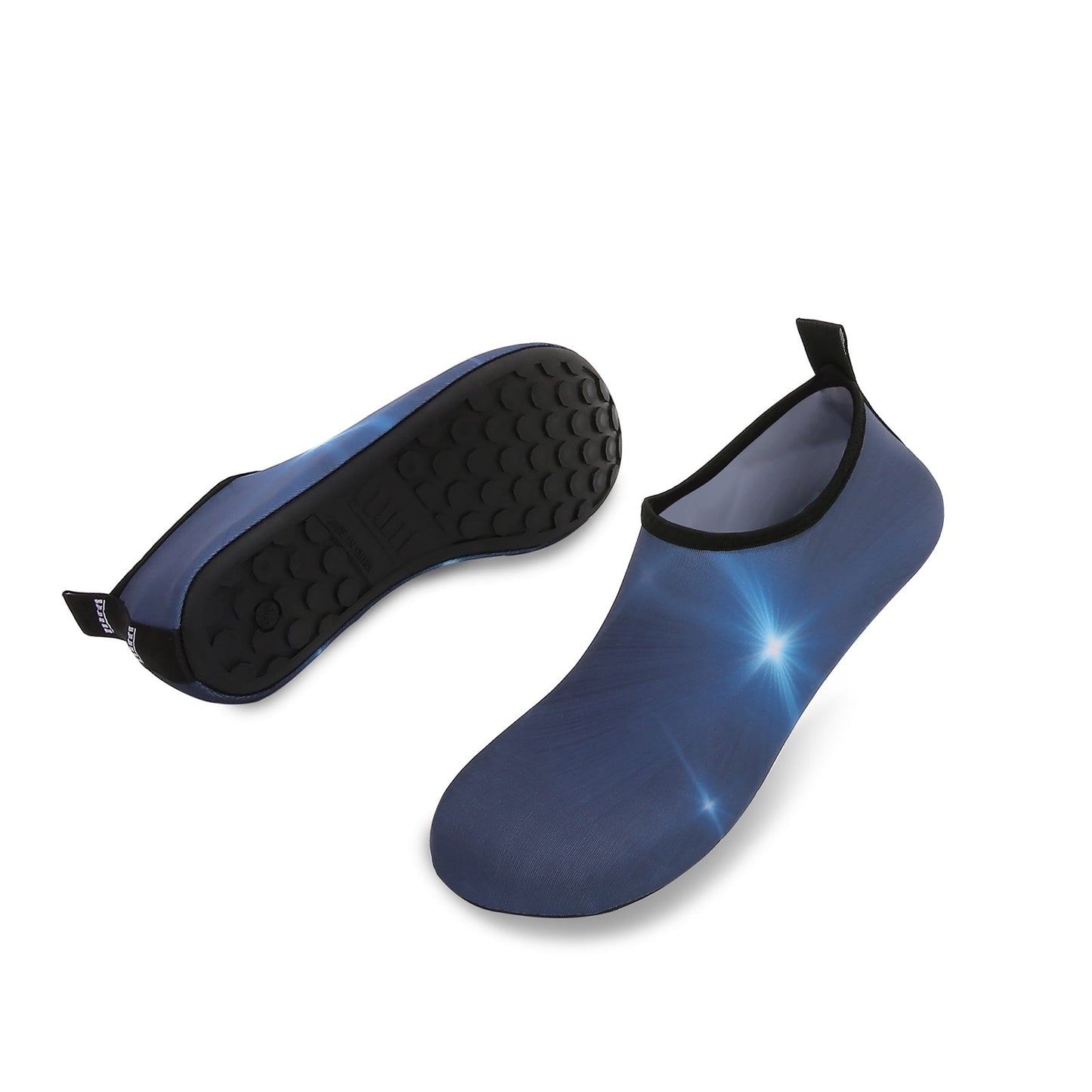 Men and Women a Slip On Barefoot Quick-Dry Beach Aqua Yoga Water Shoes (Light Shine/Navy)