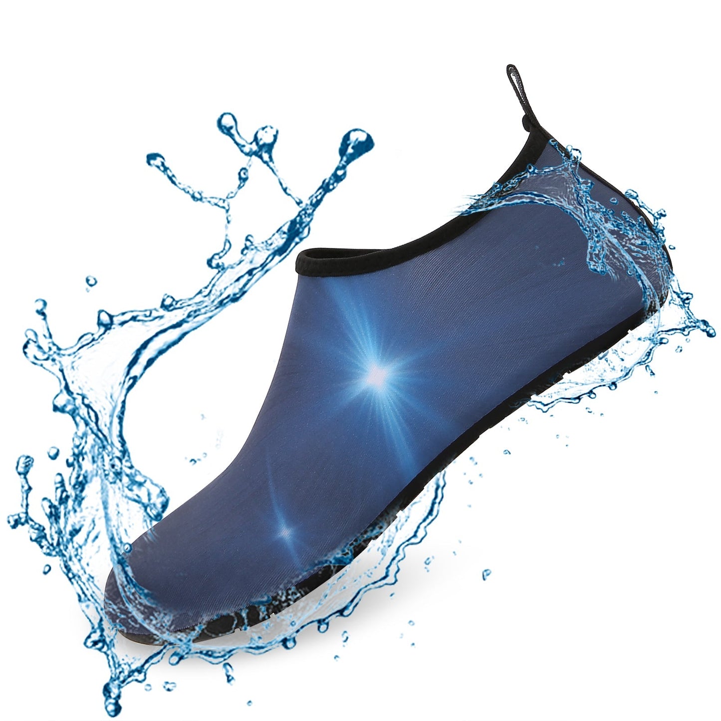 Men and Women a Slip On Barefoot Quick-Dry Beach Aqua Yoga Water Shoes (Light Shine/Navy)