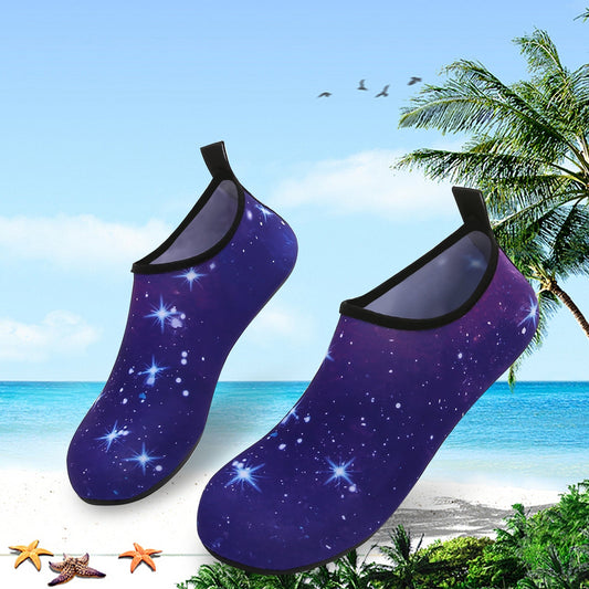 Men and Women a Slip On Barefoot Quick-Dry Beach Aqua Yoga Water Shoes (Stardust/Navy)