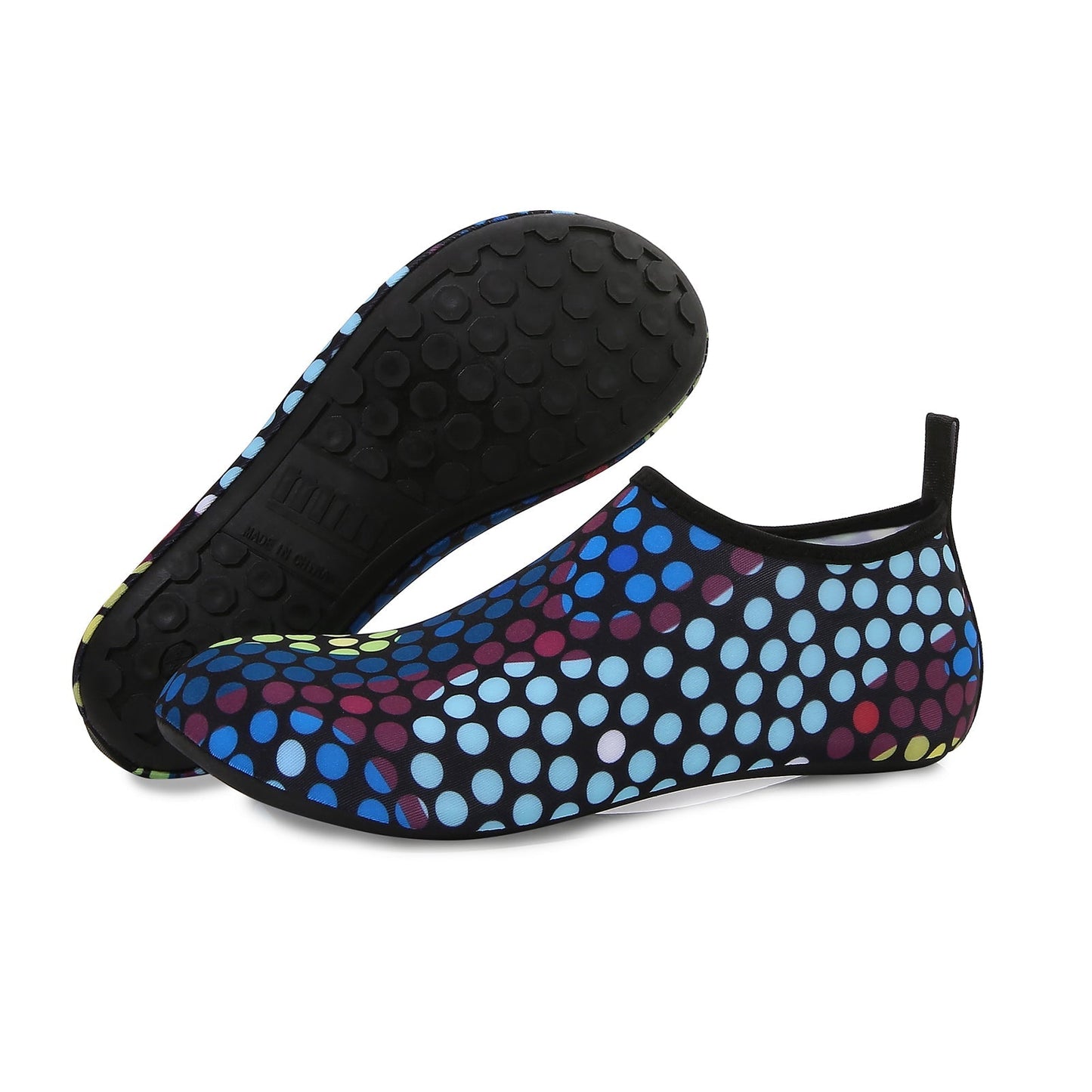 Men and Women a Slip On Barefoot Quick-Dry Beach Aqua Yoga Water Shoes (Multi Dot/Black)