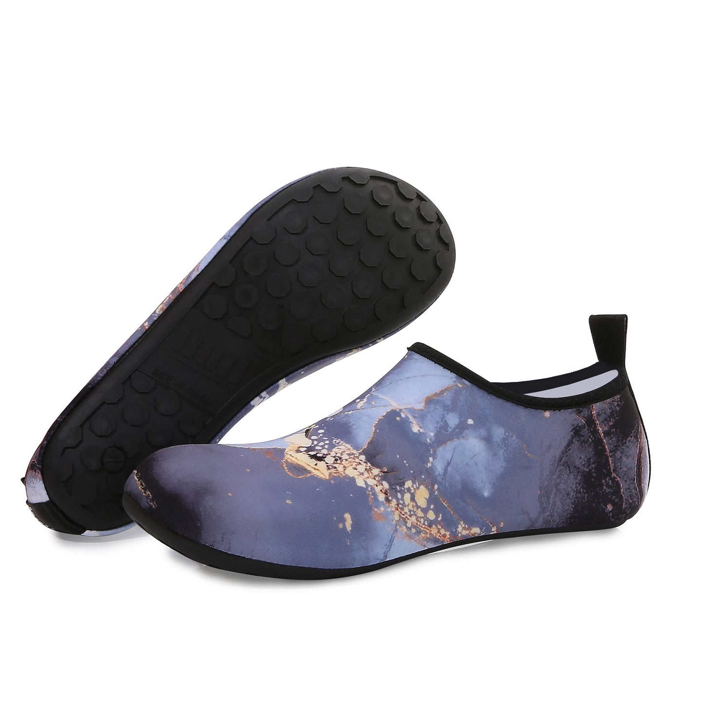 Men and Women a Slip On Barefoot Quick-Dry Beach Aqua Yoga Water Shoes (Gold Rush/Grey)