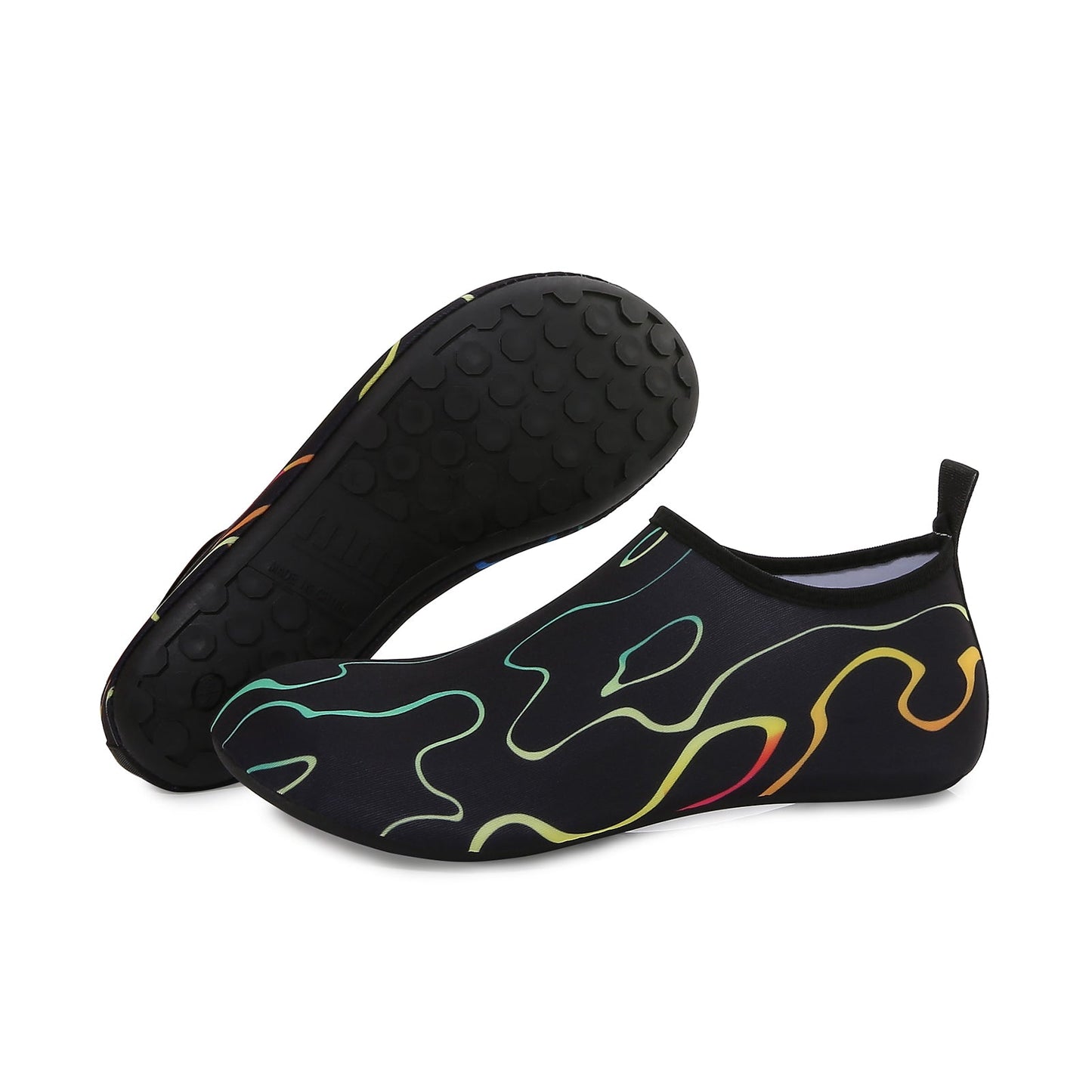 Men and Women a Slip On Barefoot Quick-Dry Beach Aqua Yoga Water Shoes (Tide/Black)