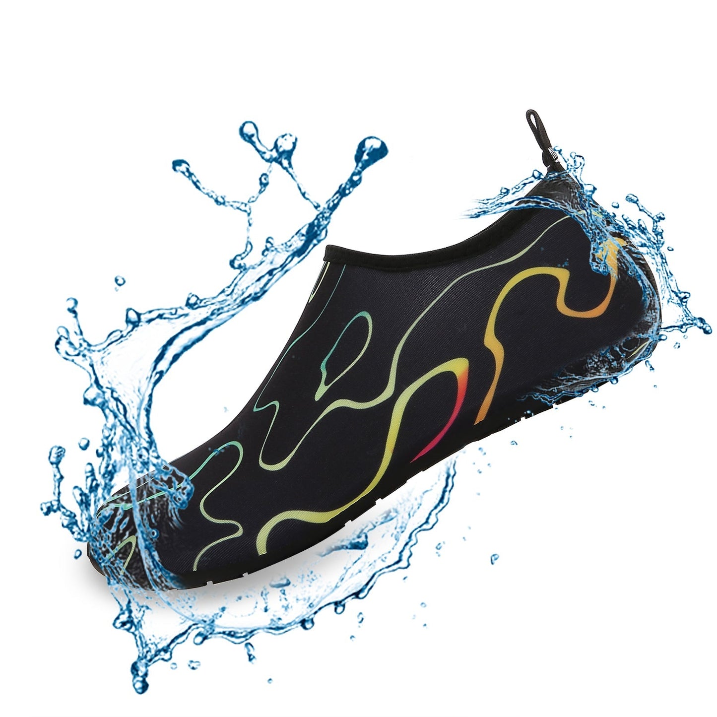 Men and Women a Slip On Barefoot Quick-Dry Beach Aqua Yoga Water Shoes (Tide/Black)