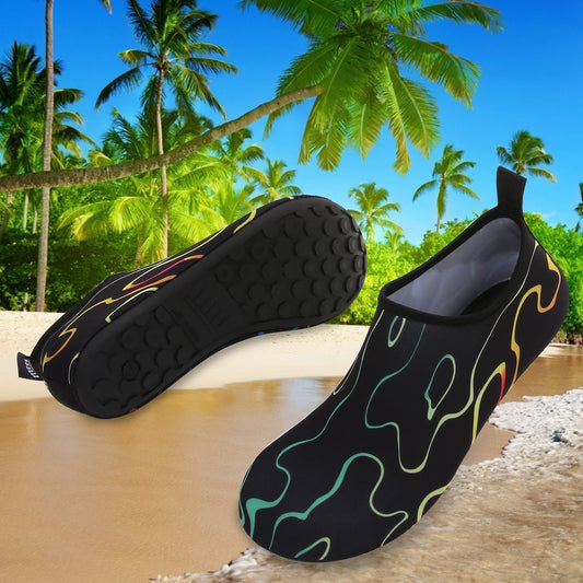 Men and Women a Slip On Barefoot Quick-Dry Beach Aqua Yoga Water Shoes (Tide/Black)