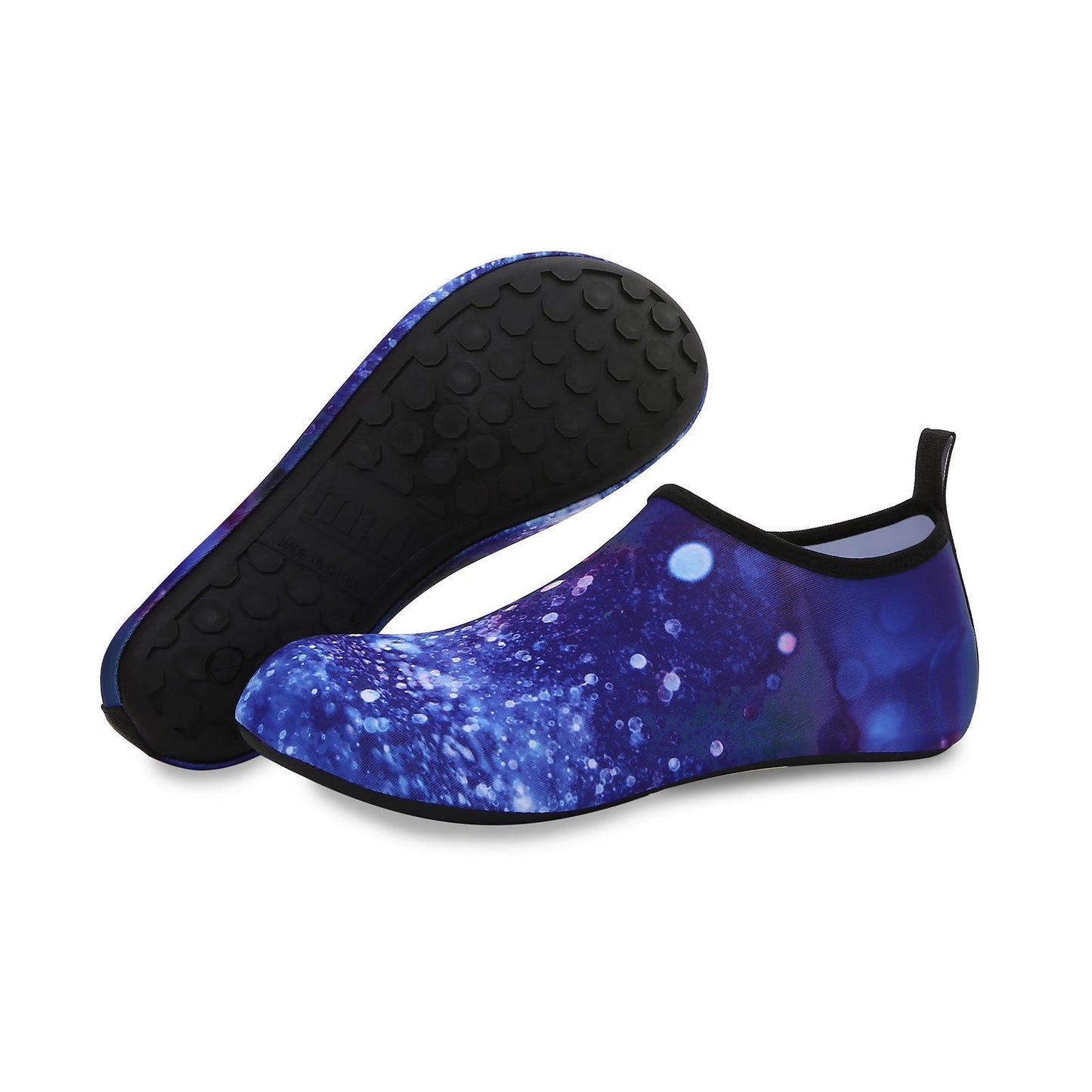 Men and Women a Slip On Barefoot Quick-Dry Beach Aqua Yoga Water Shoes (Moon Sky/Navy)
