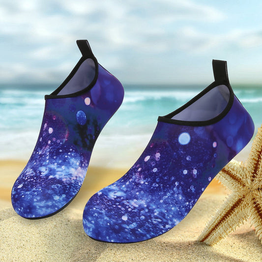Men and Women a Slip On Barefoot Quick-Dry Beach Aqua Yoga Water Shoes (Moon Sky/Navy)