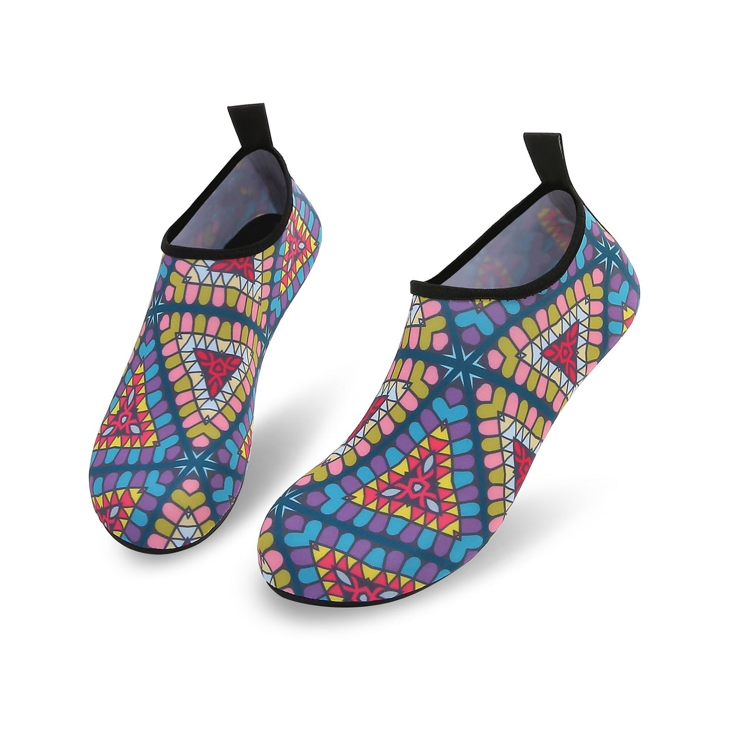 Men and Women a Slip On Barefoot Quick-Dry Beach Aqua Yoga Water Shoes (Indian Triangle/multicolor)