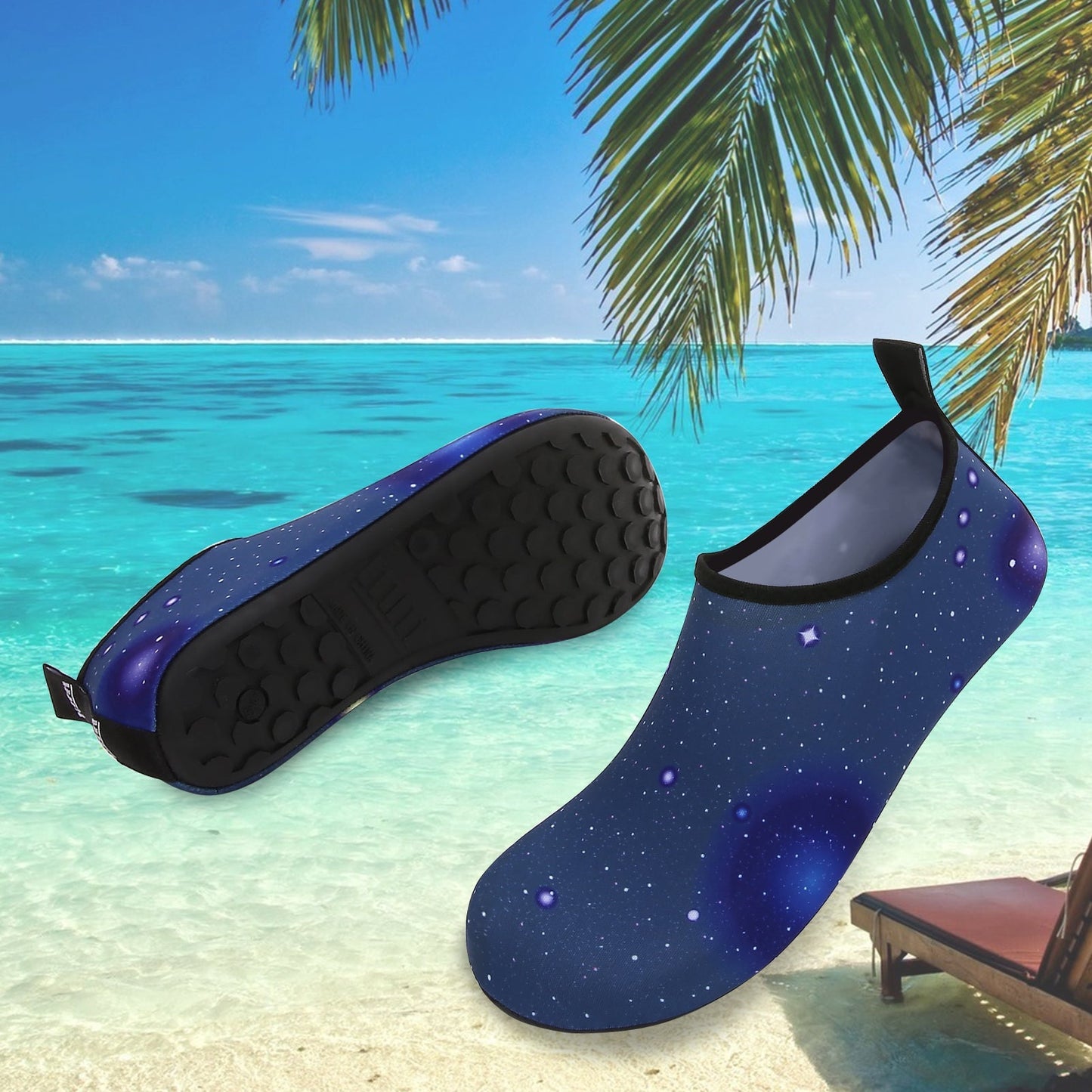 Men and Women a Slip On Barefoot Quick-Dry Beach Aqua Yoga Water Shoes (Space/Black)