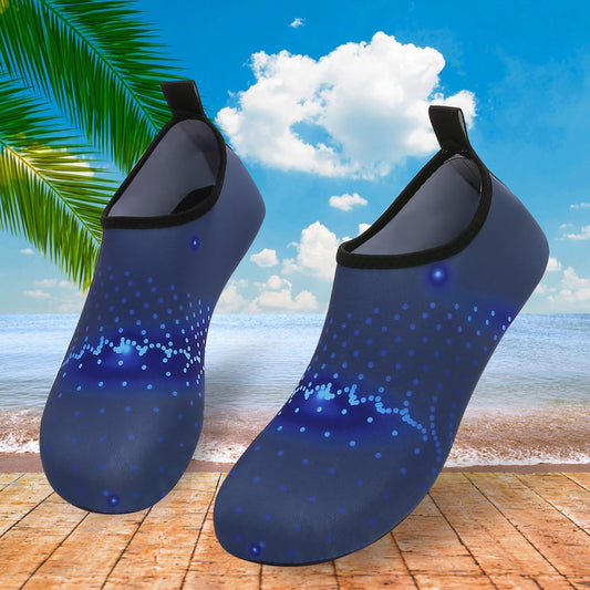 Men and Women a Slip On Barefoot Quick-Dry Beach Aqua Yoga Water Shoes (Glowing Dots/Navy)