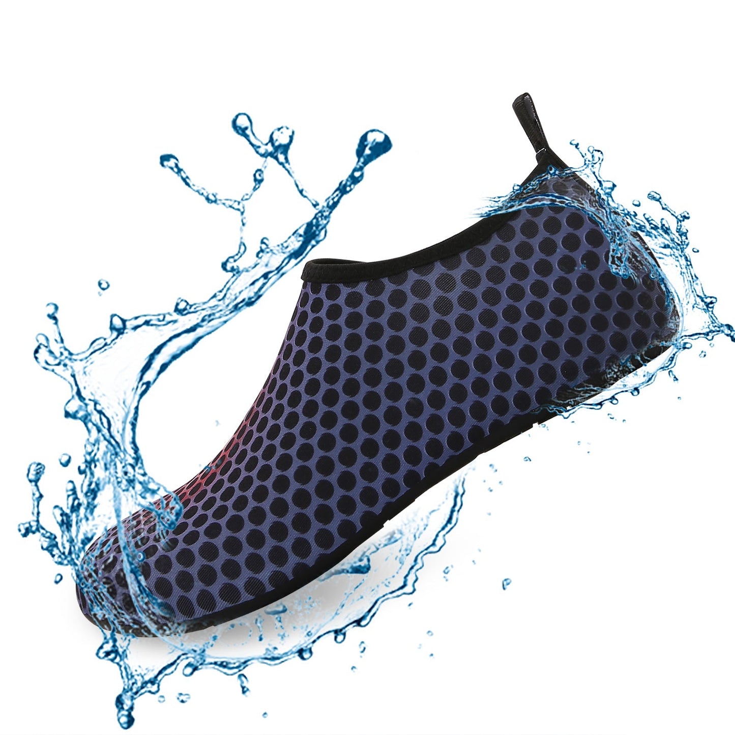 Men and Women a Slip On Barefoot Quick-Dry Beach Aqua Yoga Water Shoes (Black Dots/Purple)