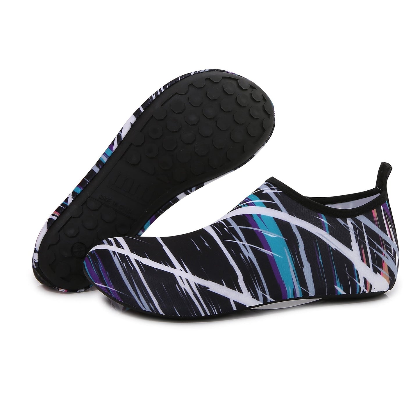 Men and Women a Slip On Barefoot Quick-Dry Beach Aqua Yoga Water Shoes (scribbling/Black)