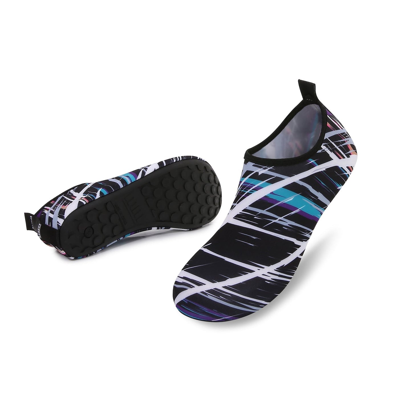 Men and Women a Slip On Barefoot Quick-Dry Beach Aqua Yoga Water Shoes (scribbling/Black)