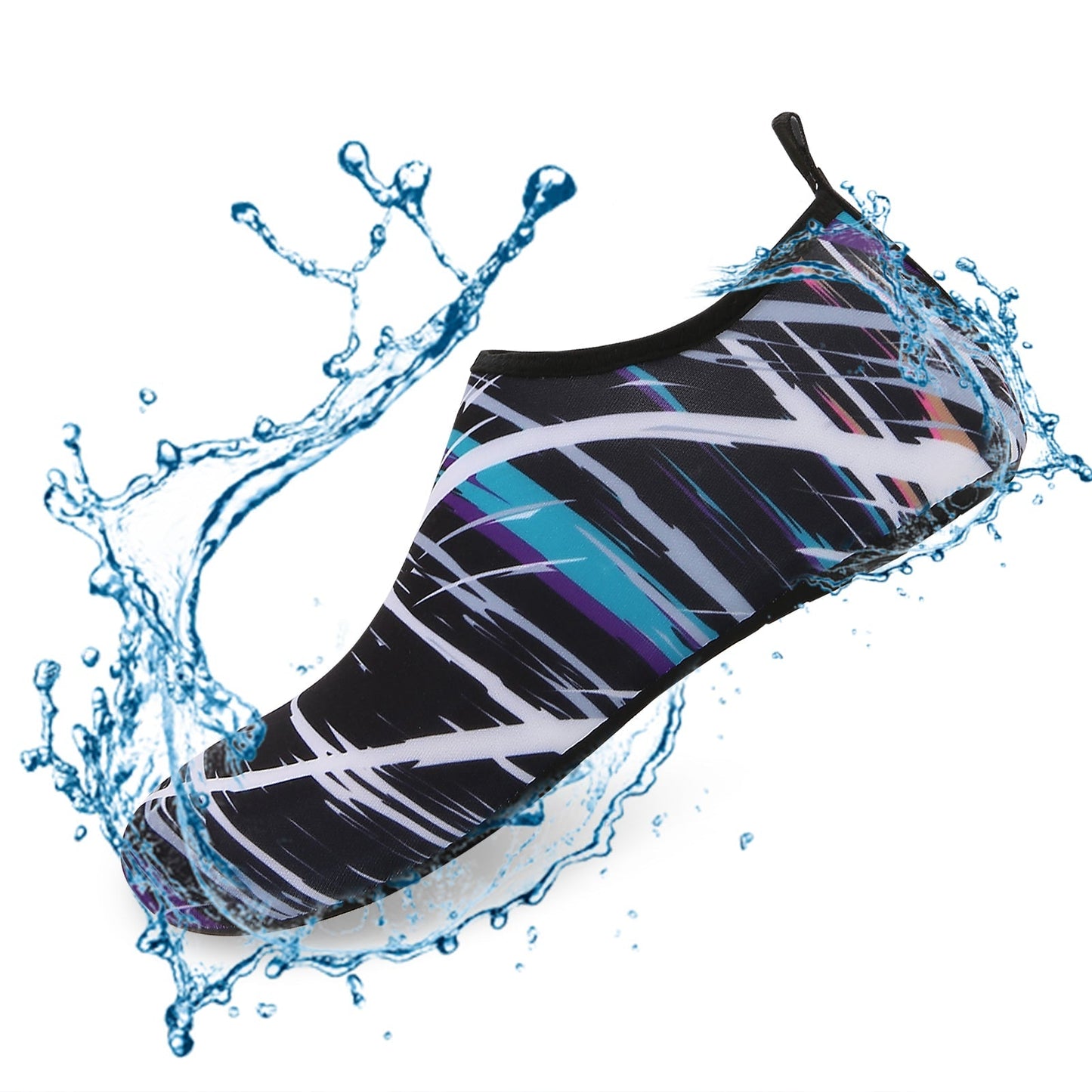 Men and Women a Slip On Barefoot Quick-Dry Beach Aqua Yoga Water Shoes (scribbling/Black)