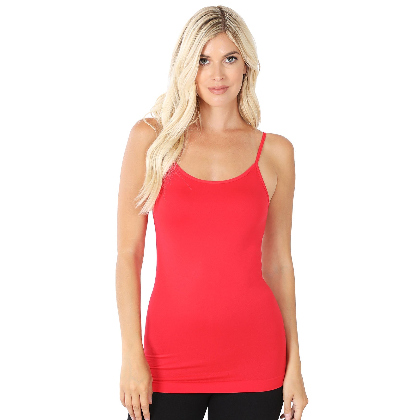 Women Basic Seamless Slim Fit Longline Undershirt Spaghetti Camisole T –  Shop Lev