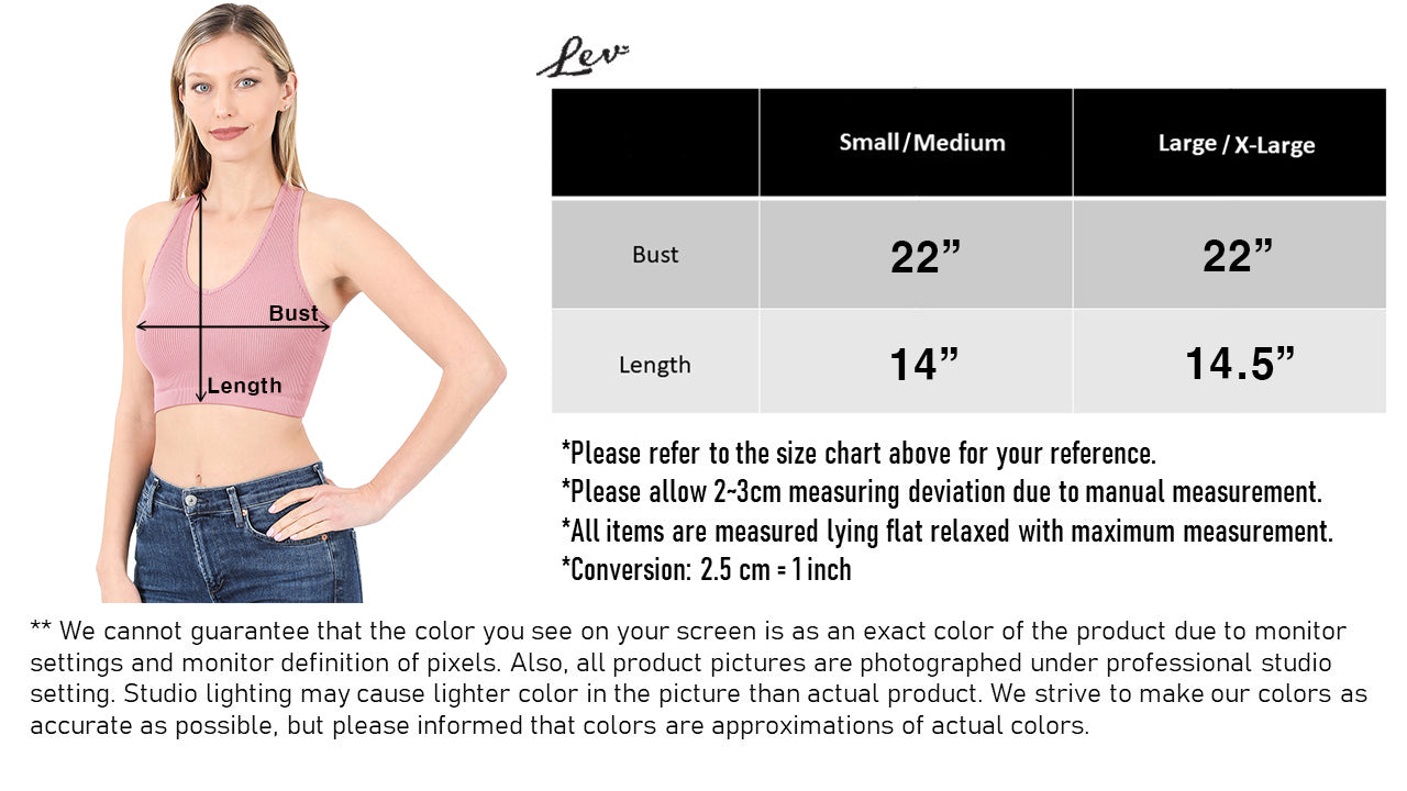 Racerback Ribbed Knit Seamless Cropped Halter Neck Crop Tank Top