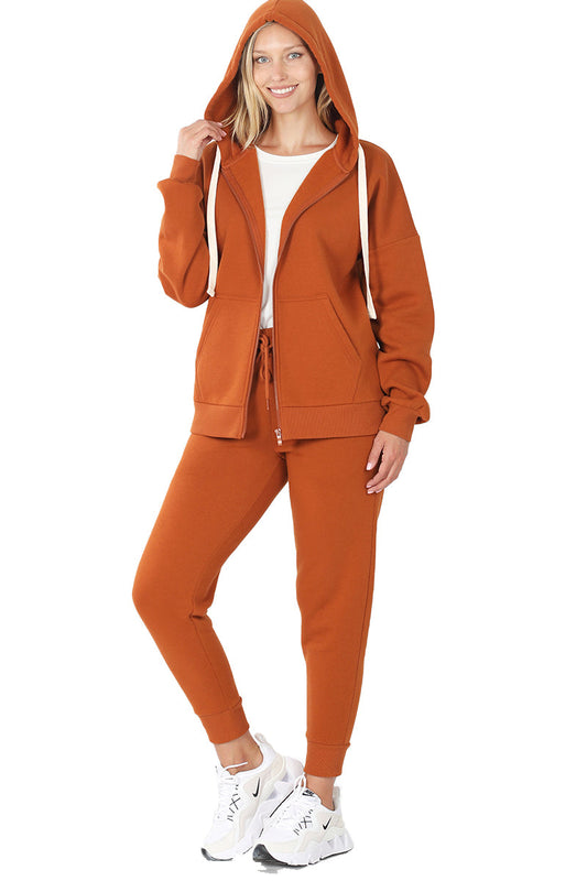 ZENANA Women 2 Piece Set Full-Zip Hoodie Jacket and Jogger Pants