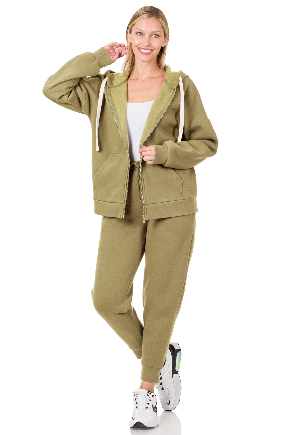 ZENANA Women 2 Piece Set Full-Zip Hoodie Jacket and Jogger Pants