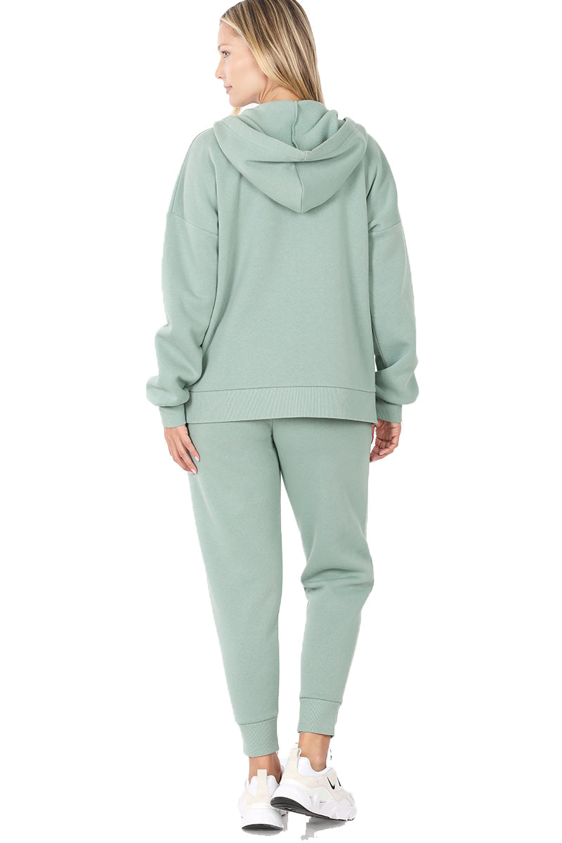ZENANA Women 2 Piece Set Full-Zip Hoodie Jacket and Jogger Pants