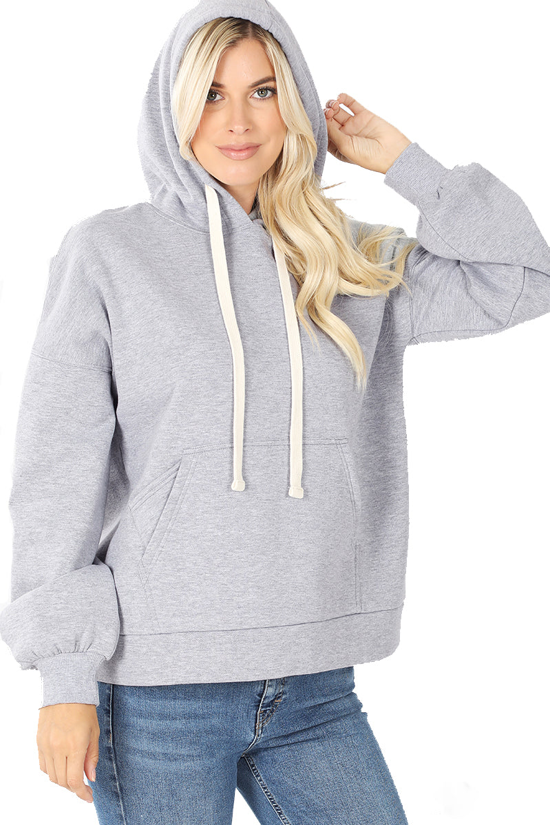 Women's Drop Shoulder Relaxed Fit Fleece Pullover Hooded Sweatshirts with Front Pocket