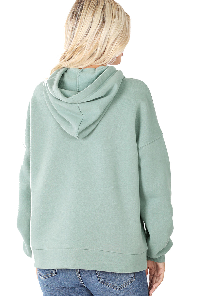 Women's Drop Shoulder Relaxed Fit Fleece Pullover Hooded Sweatshirts with Front Pocket